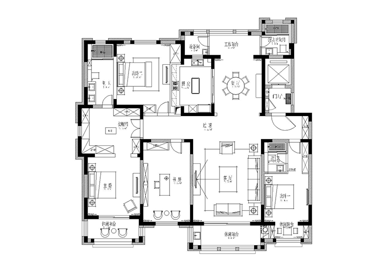 寶山區(qū)鉑玨公館210㎡公寓-歐式裝修效果圖